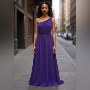JJs House One-Shoulder Purple Evening Dress